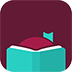 Libby app icon with a burgundy background and teal book in the foreground.