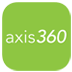 Axis360 white text logo on a lime green background.