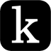 Kanopy app image of the lower case letter "k" in white on a black background.